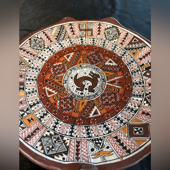 Vintage Decorative Terracotta Plate Inspired By Peruvian On Incan Folk Art - Picture 2 of 10